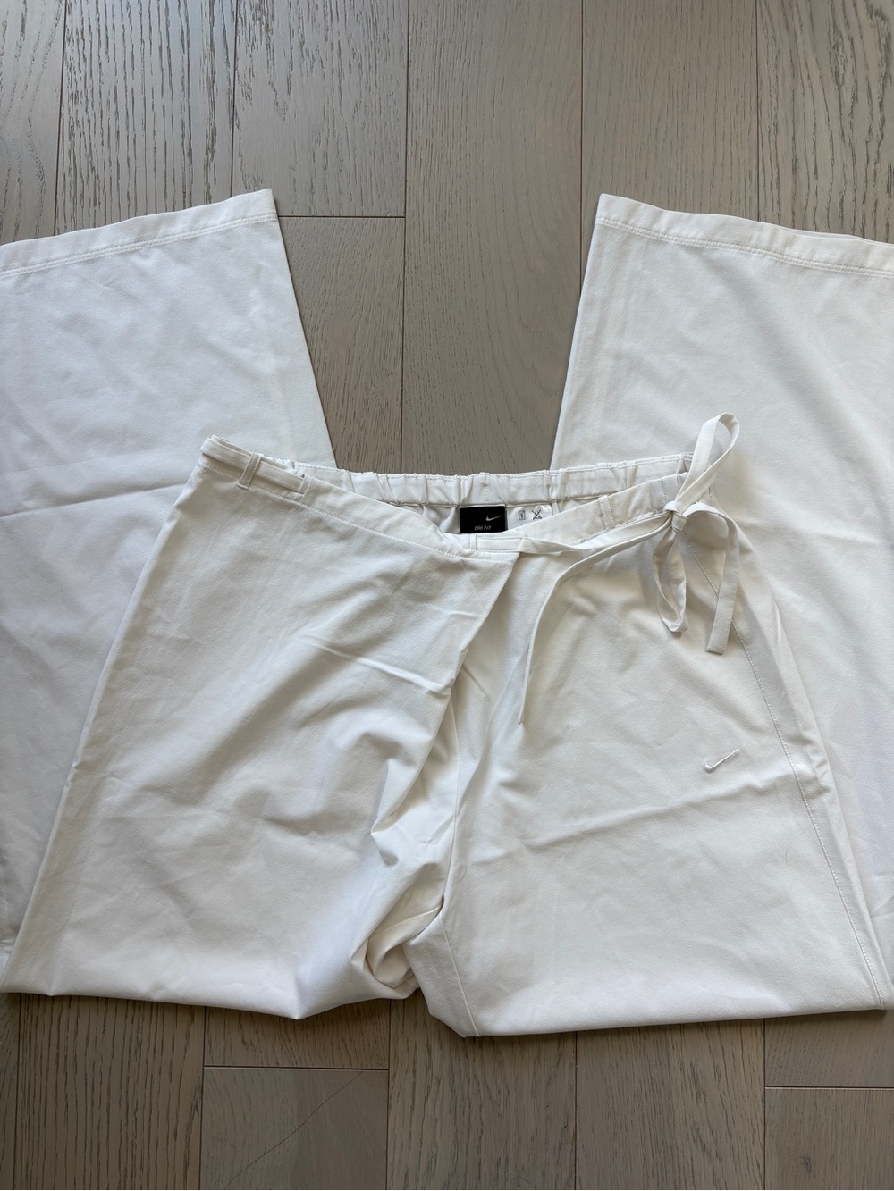 Nike White Asymmetrical Bow Tied Pants